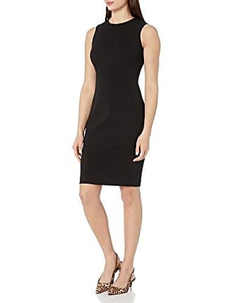 Calvin Klein Womens Scuba Crepe Sleeveless Princess Seam Sheath Dress, Slight Black, 10