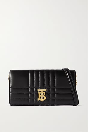 Burberry Large Monogram Motif Grainy Leather Zip Pouch in Black