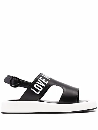 Moschino logo-embroidered touch-strap sandals - Black