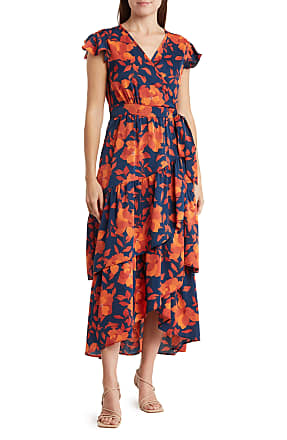 Melloday Metallic Floral Chiffon Midi Dress in Plum Multi at Nordstrom, Size Small