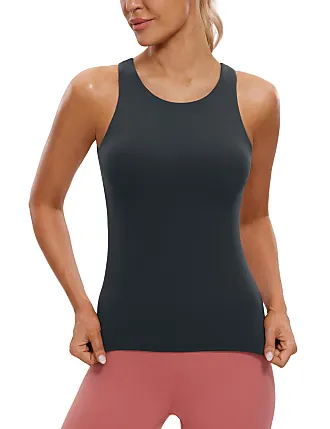  CRZ YOGA Butterluxe Womens Racerback Tank Top with Built in Bra  - Spaghetti Thin Strap Padded Workout Slim Yoga Camisole Black XX-Small :  Clothing, Shoes & Jewelry