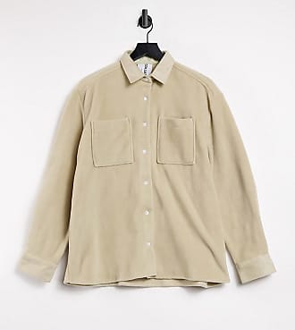 collusion unisex oversized cord shirt in brown