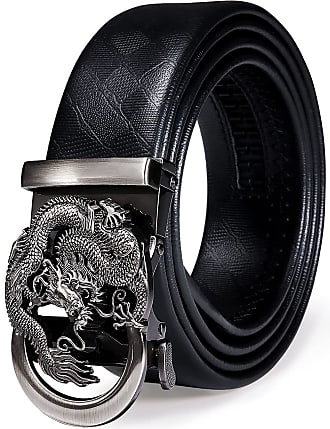 Barry.wang Mens Ratchet Belt,Genuine Leather Belt with Automatic Buckle Alloy,Gift Set for Men