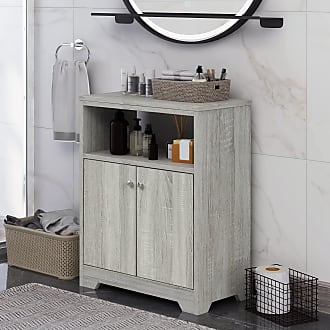 Panana-K Wooden Bathroom Cabinet with 4 Drawers & Cupboard Storage Unit Bathroom Bedroom White 
