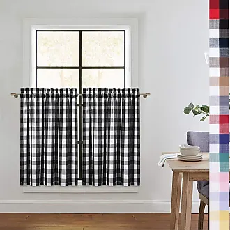 Tan Buffalo Plaid Valances for Kitchen, Thick Buffalo Check Gingham Valance  Curtains for Windows Kitchen Cafe Curtains, 52x15 Inches 