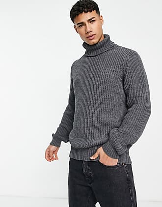 YUNY Mens Pure Colour Stretch Pullover Oversize Pullover Sweater Black L