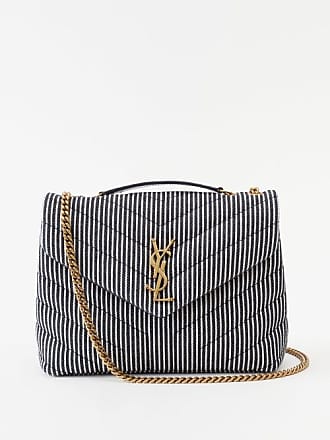 Beige Saint Laurent Mini Monogram Lou Crossbody Bag, Saint Laurent  stripe-trim silk scarf