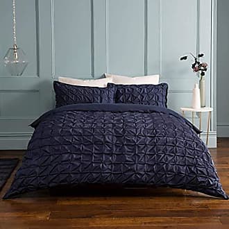 Polycoton King Sleepdown Parure de lit avec Housse de Couette et taies d'oreiller Motif Rayures Bleu Marine 230 x 220 cm