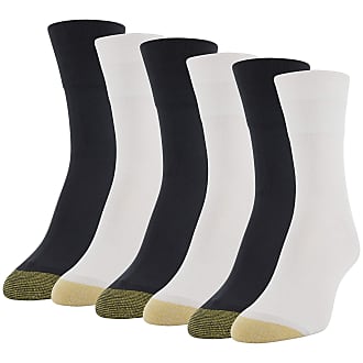 Gold Toe Womens Ultra Soft Mid Crew Socks, 6-Pairs, White/Black, Medium (Pack of 6)