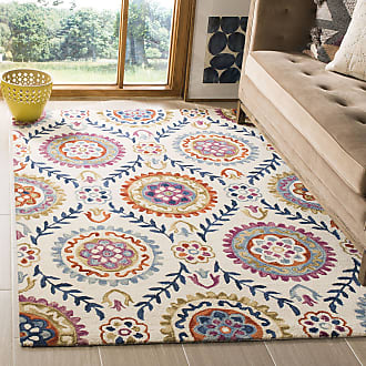 Safavieh Suzani Collection 8 x 10 Ivory/Multi SZN374B Hand-Hooked Boho Premium Wool Area Rug