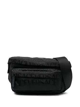 Versace La Medusa Croc-effect Leather Belt, Black, 70