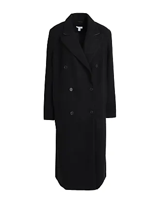 Vince Camuto Womens Wing-Collar Double-Breasted Wool Coat Black