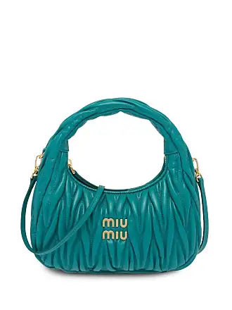 Leather handbag Miu Miu Blue in Leather - 25092141