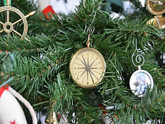 Hampton Nautical Brass Lensatic Emerson Poem Compass Nautical Christmas Tree Ornament - Nautical Christmas Tree Decoration