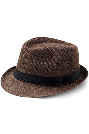 Mens Classic Summer Cotton Fedora Hat With Brown Band Range of Sizes 