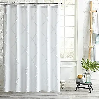 Peri Home Lattice Chenille Cotton Fabric Shower Curtain, 72 x 72, inches, White
