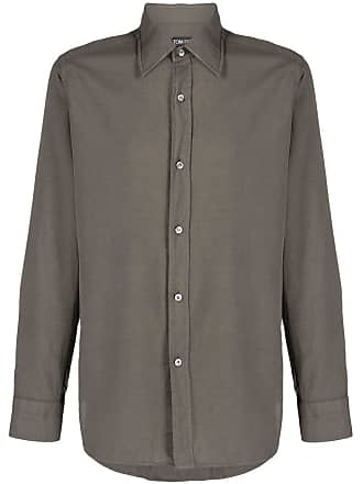 Tom Ford pointed-collar button-up shirt - men - Cotton/Cashmere - 40 - Grey