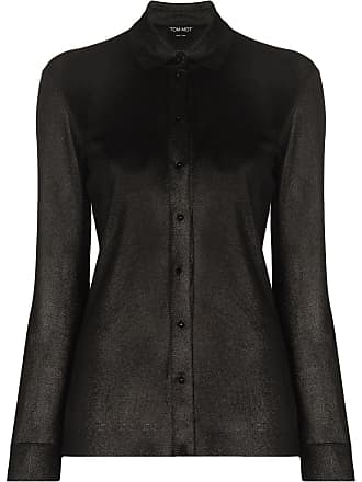 Tom Ford metallic-thread long-sleeve shirt - women - Viscose/Polyester - L - Black