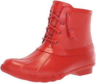 red sperry rain boots