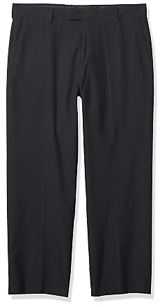 Haggar Mens Stripe Tailored-Fit Plain-Front Suit-Separate Pant, Black, 32W x 29L