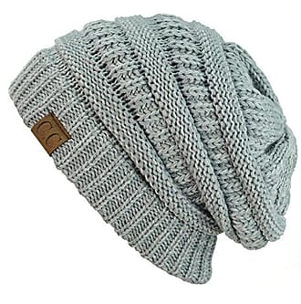 HAT-20A-Metallic Soft & Warm Chunky Beanie Hats C.C Exclusives Cable Knit Beanie Thick dk. Mel Grey/Grey Metallic 