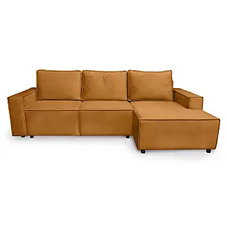 Sofá cama esquinero izquierdo de 5 plazas beige con colchón de 14 cm Julian