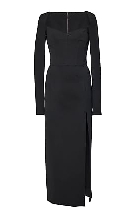 Dolce & Gabbana Womens Corseted High-Slit Crepe Midi Dress - Black - Moda Operandi