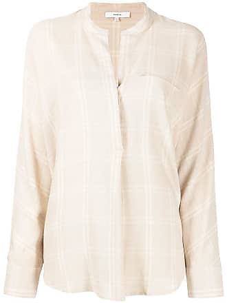 Vince check long-sleeve blouse - women - Cotton - M - White