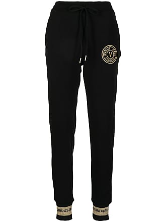 Versace Jeans Couture embroidered-logo cotton track pants - women - Cotton - M - Black