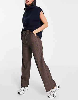 Pantaloni da Donna Motivo A Quadri Multicolore Crop Style con cintura 