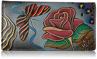 Anuschka Leather Zip Around Flap ID Wallet Anna Hand painted Romantic Rose