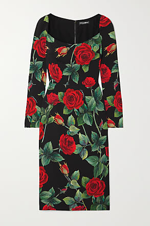 Robe en satin a fleurs Dolce & Gabbana en coloris Rouge Femme Robes Robes Dolce & Gabbana 