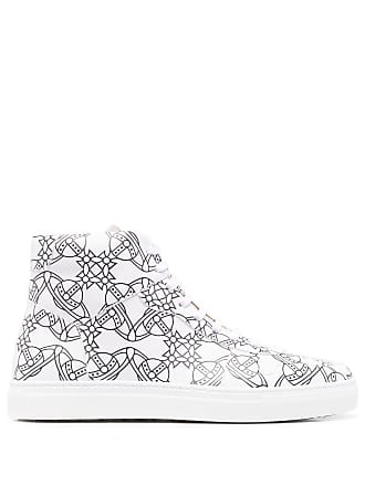 Vivienne Westwood signature Orb print hi-top trainers - men - Leather/Leather/Rubber - 40 - White