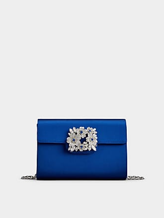 Embellished Denim Clutch Bag in Blue - Roger Vivier