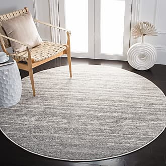 7' x 7' Round Ivory SAFAVIEH Amherst Collection AMT430P Mid-Century Modern Non-Shedding Dining Room Entryway Foyer Living Room Bedroom Area Rug Navy