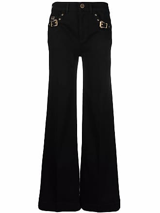 Versace Jeans Couture buckle-detail flared trousers - women - Polyester/CottonSpandex/Elastane/Cotton - 25 - Black