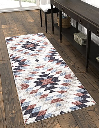 2' 6 x 12' 0 Unique Loom Revival Collection Traditional Medallion Border Rust Red/Blue Runner Rug