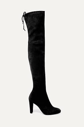 Damen Schuhe Stiefel Stiefel mit Hohen Absätzen Stuart Weitzman Wildleder Highland Overknees Aus Veloursleder in Schwarz 
