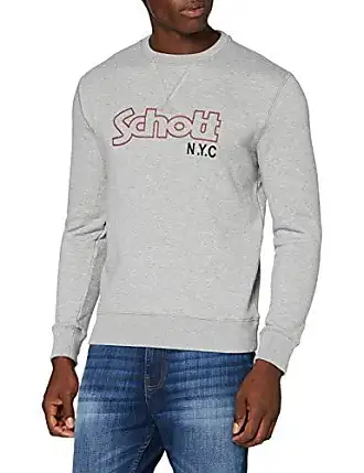 Schott NYC Swcrew Sweatshirt Homme, Gris (Heat.Grey), S : : Mode