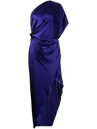 Michelle Mason asymmetric halterneck silk dress - Purple