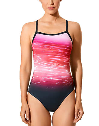 SYROKAN Women's Athletic Competitive One Piece Swimsuit Racerback Training Bathing Suits 
