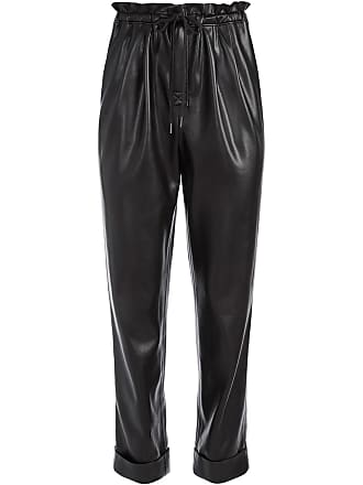 Alice & Olivia Liliana vegan leather cropped trousers - women - Polyurethane - L - Black