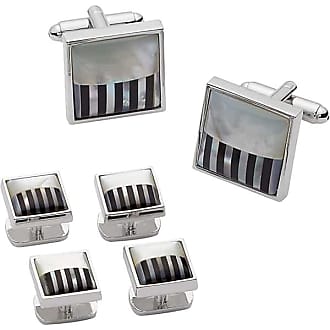 Pronto Uomo Men's Cufflink Stud Set Silver/Black - Size: One Size - Only Available at Men’s Wearhouse