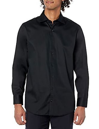 Kenneth Cole Reaction Mens Dress Shirt Regular Fit Stretch Collar Non Iron Solid, Black, 16.5 Neck 32-33 Sleeve, Black, 16.5 Neck 32-33 Sleeve
