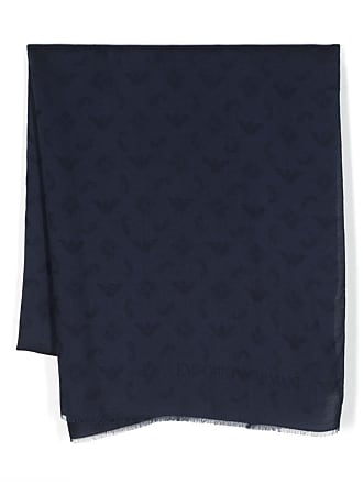 EMPORIO ARMANI Frayed jacquard-knit wool and modal-blend scarf