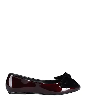 Black patent leather ballet flats with strap and heel - Ballerette