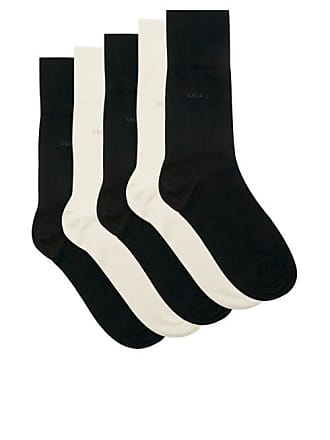 CDLP Pack Of Five Bamboo-blend Socks - Mens - Black White