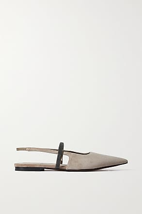 Brunello Cucinelli Beadembellished Suedetrimmed Shell Sneakers - Women - White Sneakers - IT37