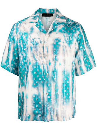 Amiri Paint Splatter Bowling Shirt in Blue for Men