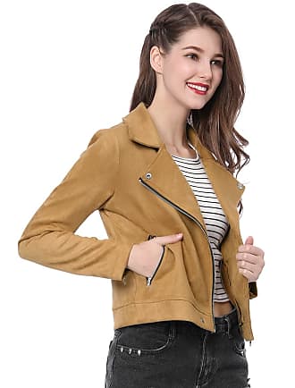 Allegra K Women's Long Sleeve Moto Cropped Jacket